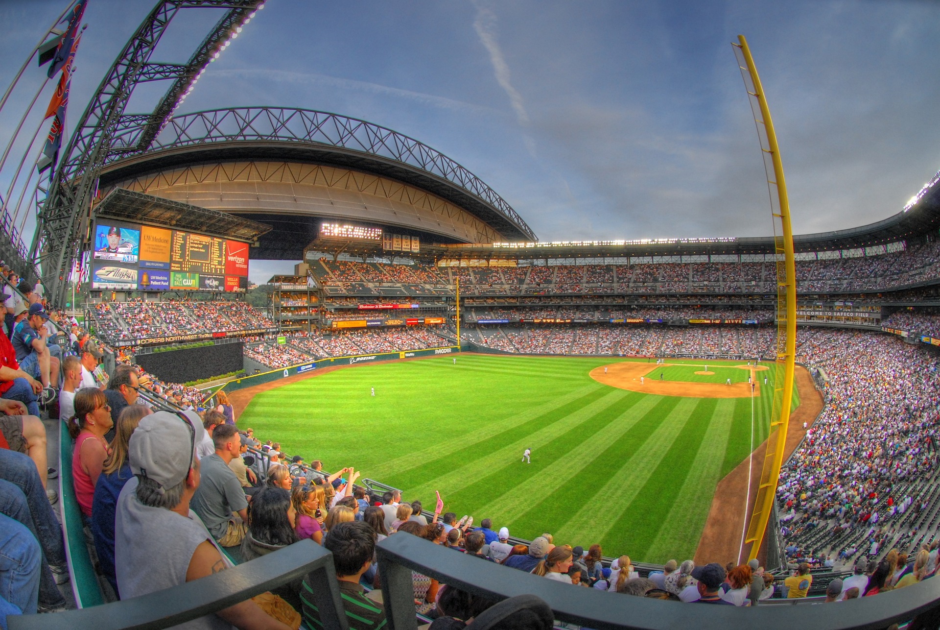 Picture of the field at T-Mobile Park, Home of the Seattle Mariners, from the bleachers. Image by Art Bromage via Pixabay.