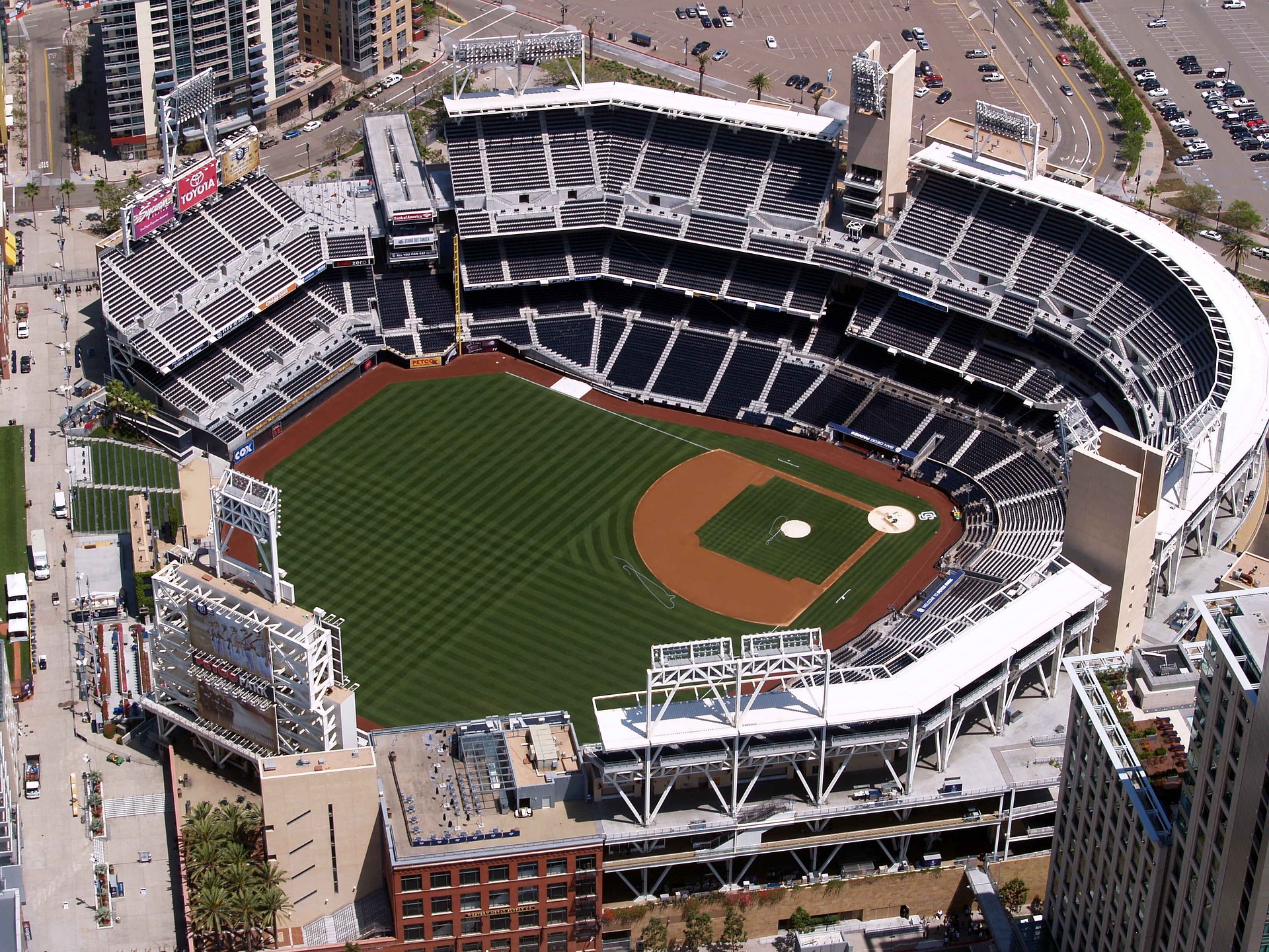 Aerial picture of Petco Park, empty, during the day