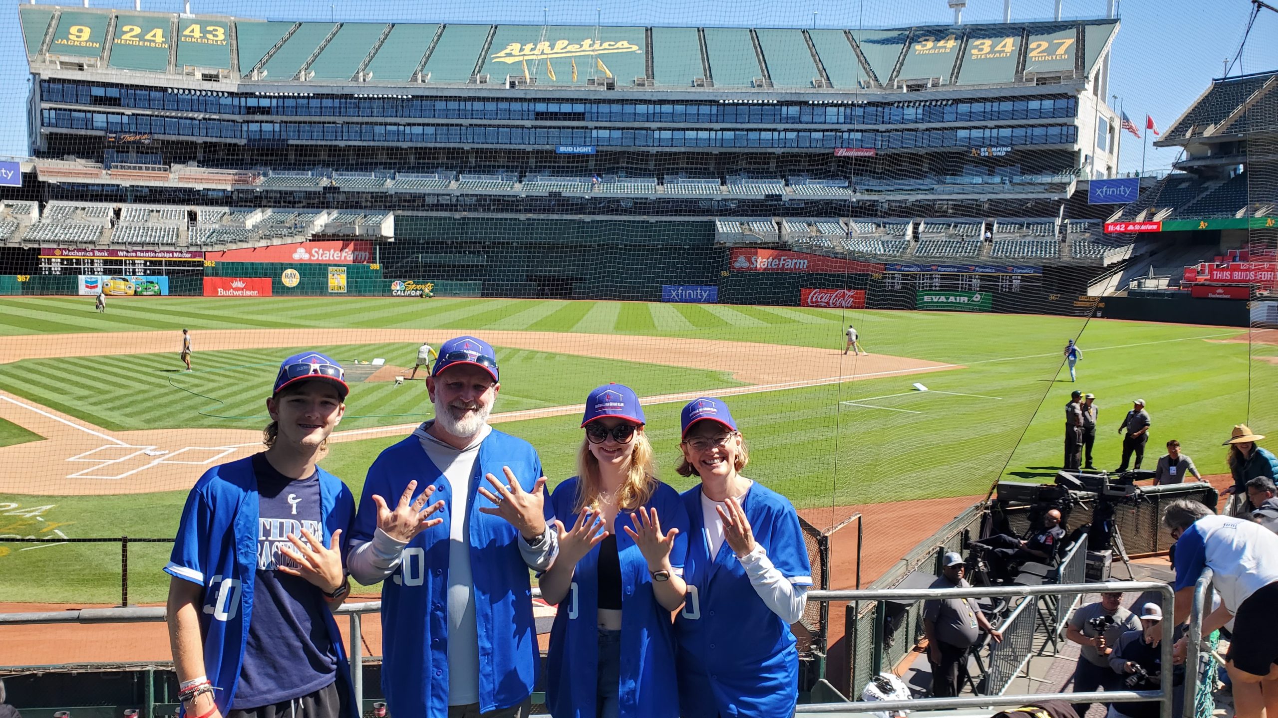 Brad, Heather, Ryan, and Emma at the Oakland Coliseum.